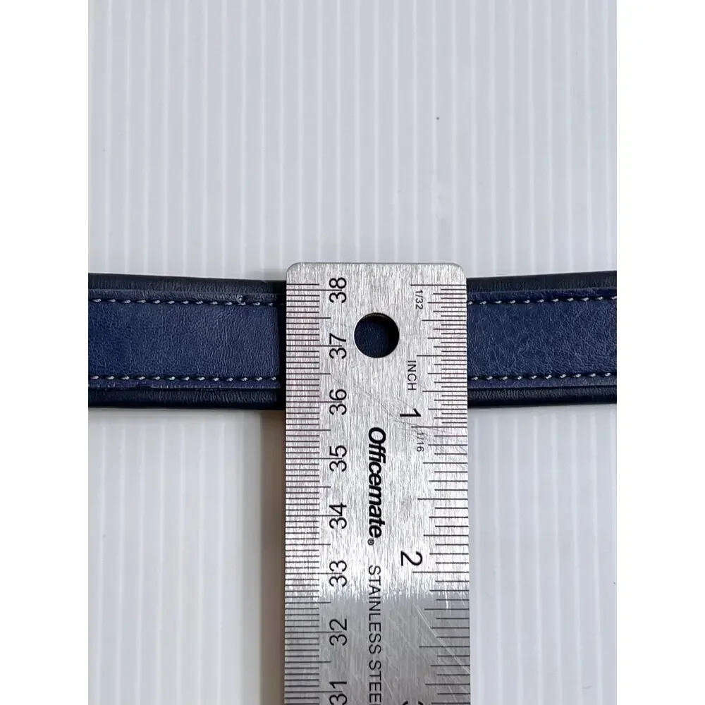 Nautica Kids Belt 6-8 Years Blue Genuine Leather Silver Buckle 24/60 Boys Preppy